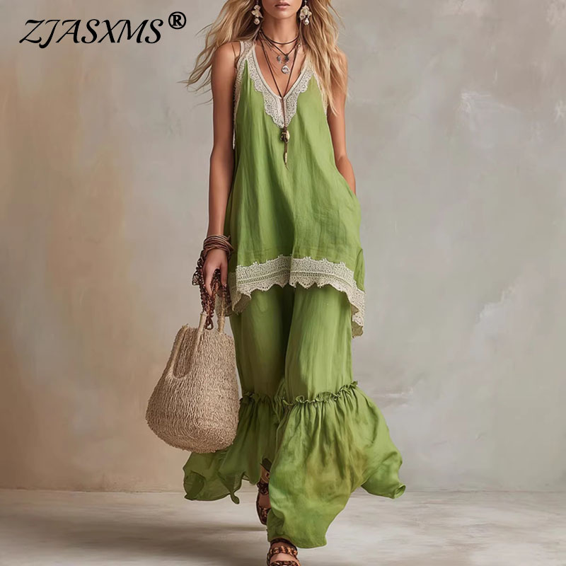 Elastic Lace Trim - Conjunto Feminino de 2 Peças com