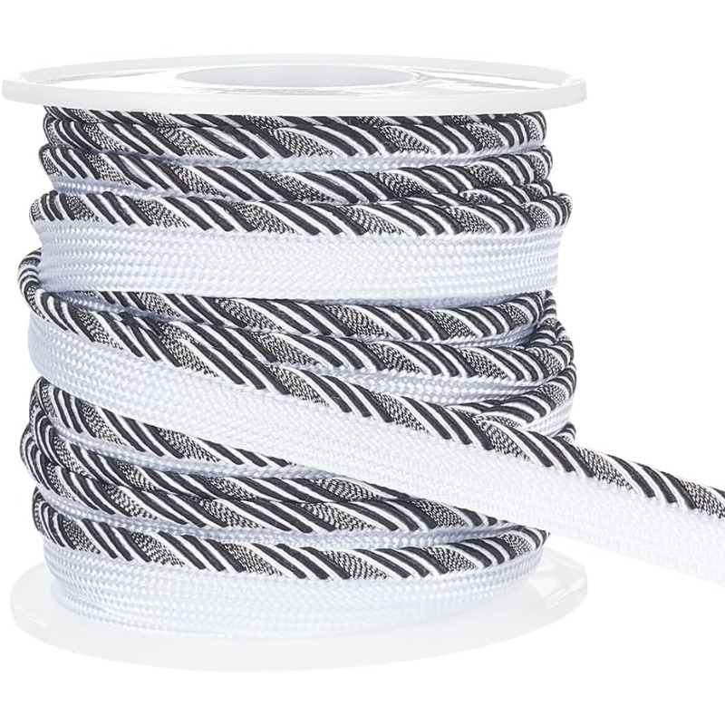 Cord Trim Twisted - Handmade Poliéster Welt Cord, Black Twisted
