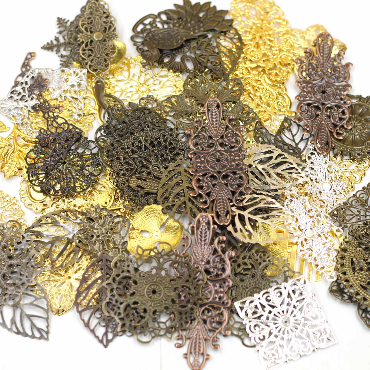 Craft Embellishments - Enfeites conectores aleatórios misturados triângulo flor