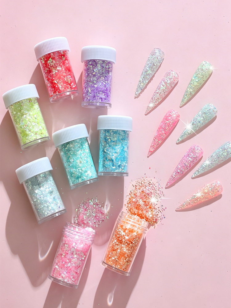 Glitter Vinyl Roll - Adesivos holográficos para unhas, 8 cores,