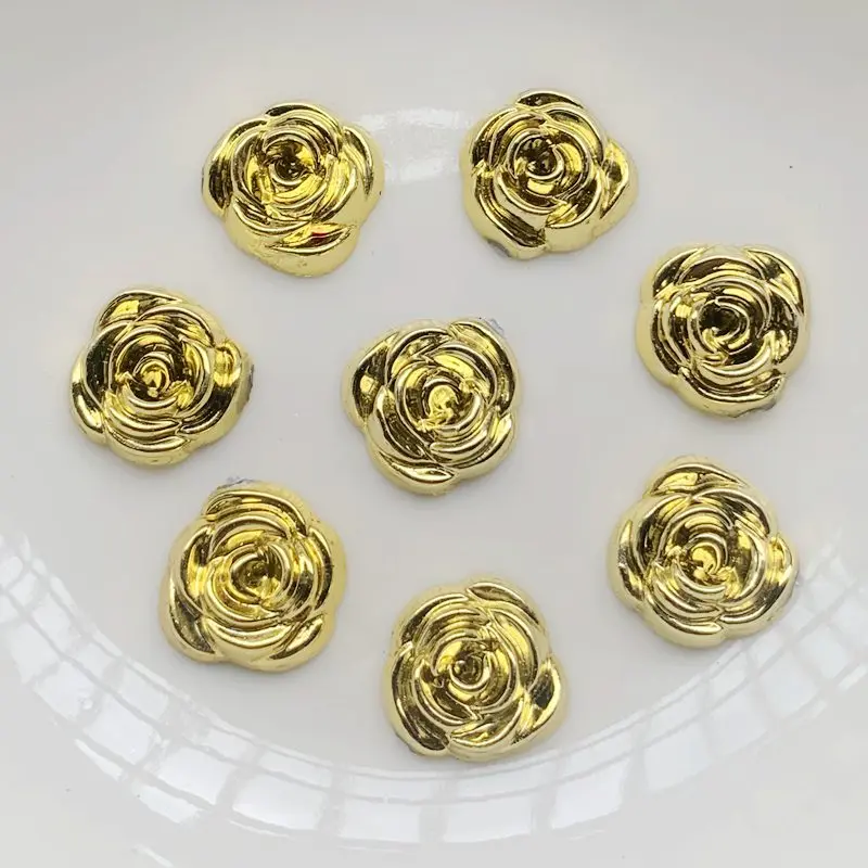 Embellishment Glue Craft - 40 peças 14mm ouro rosa flores