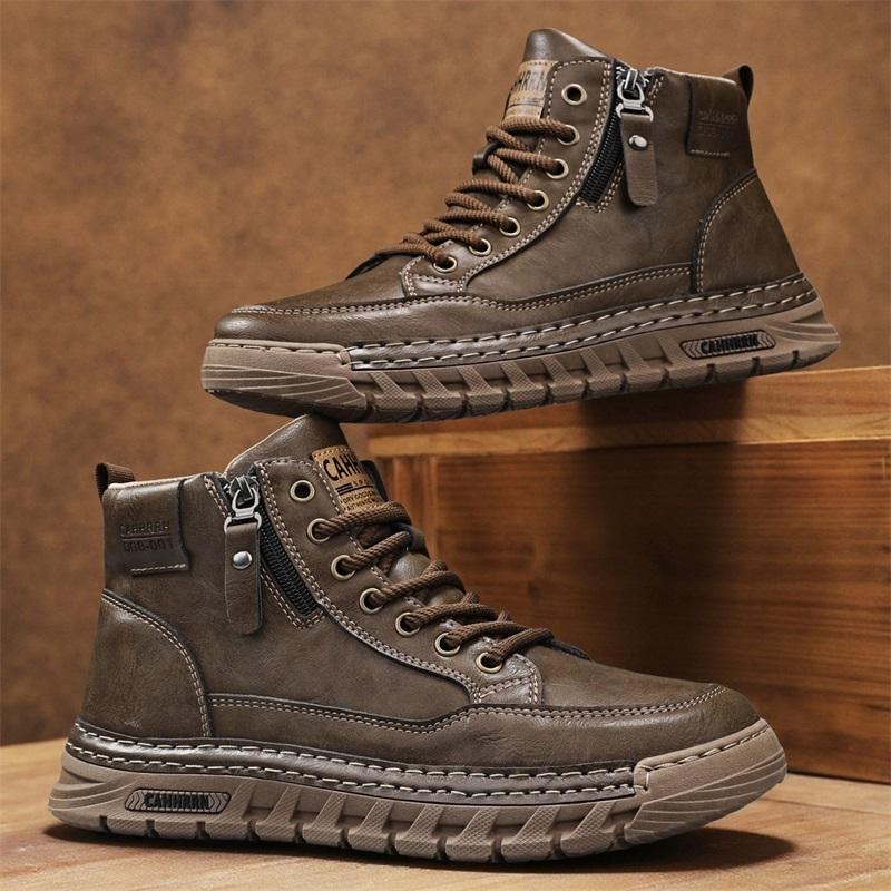 Guipure Lace Panel - Botas masculinas de couro de cano