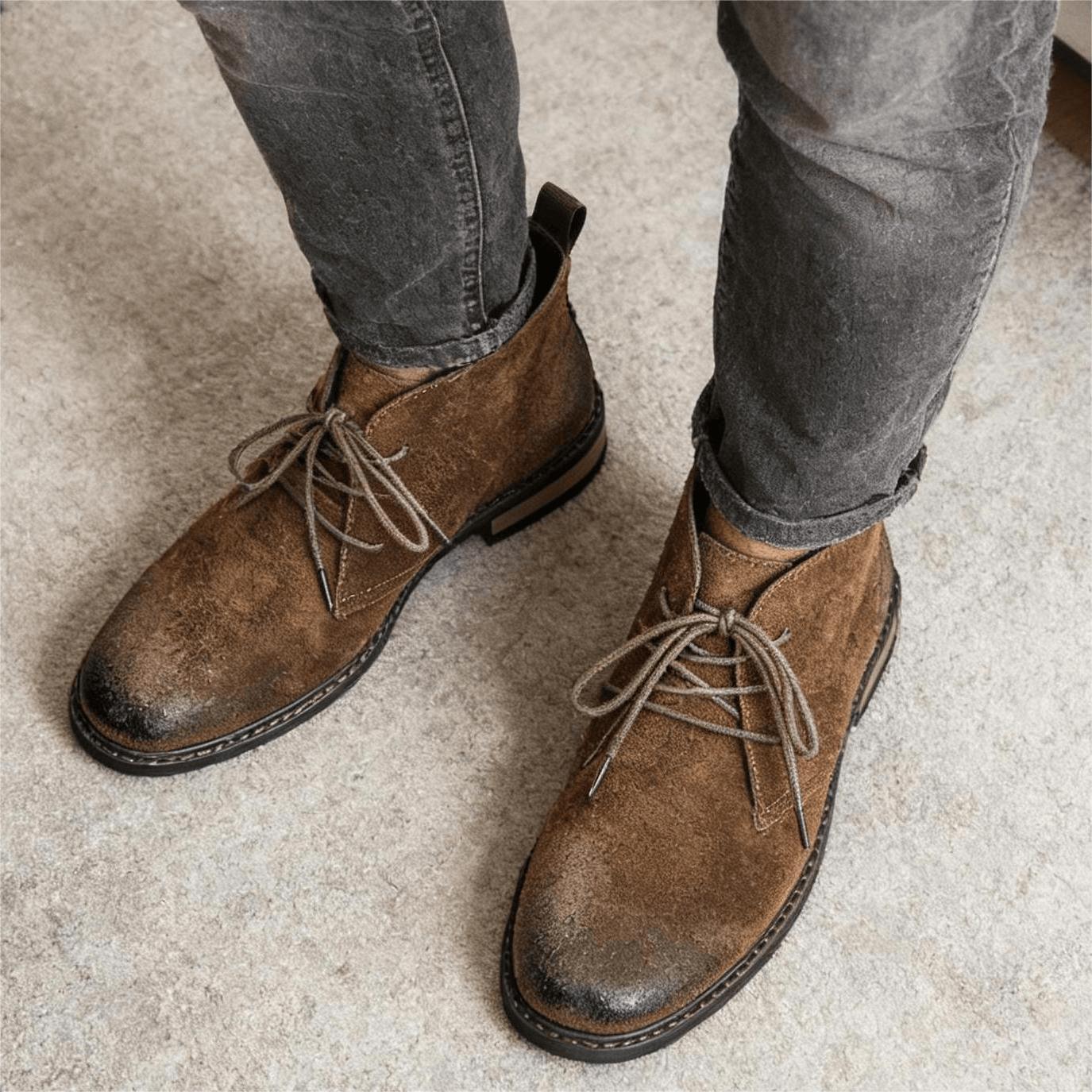 Guipure Lace Panel - Botas de Couro Retrô Confortáveis da