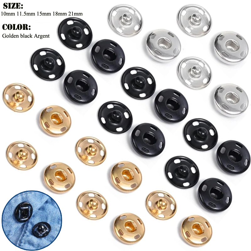 Iron On Stud Set - 10/50 conjunto 8-10mm metal costurar botões