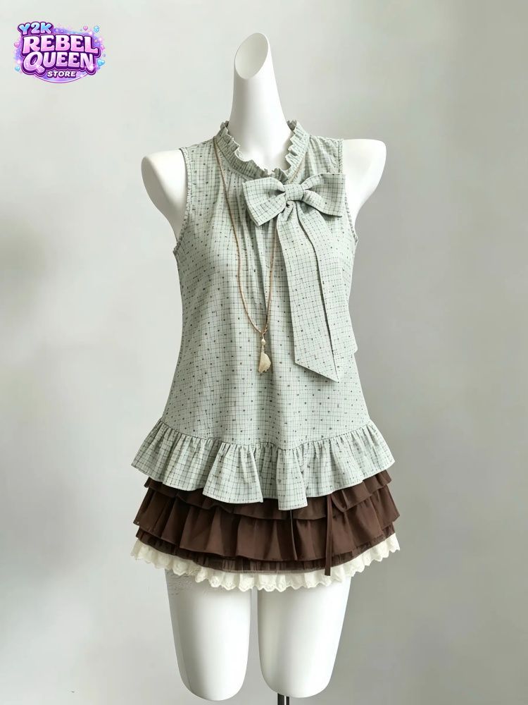 Elastic Lace Trim - Conjunto Vintage Japonês de 2 Peças
