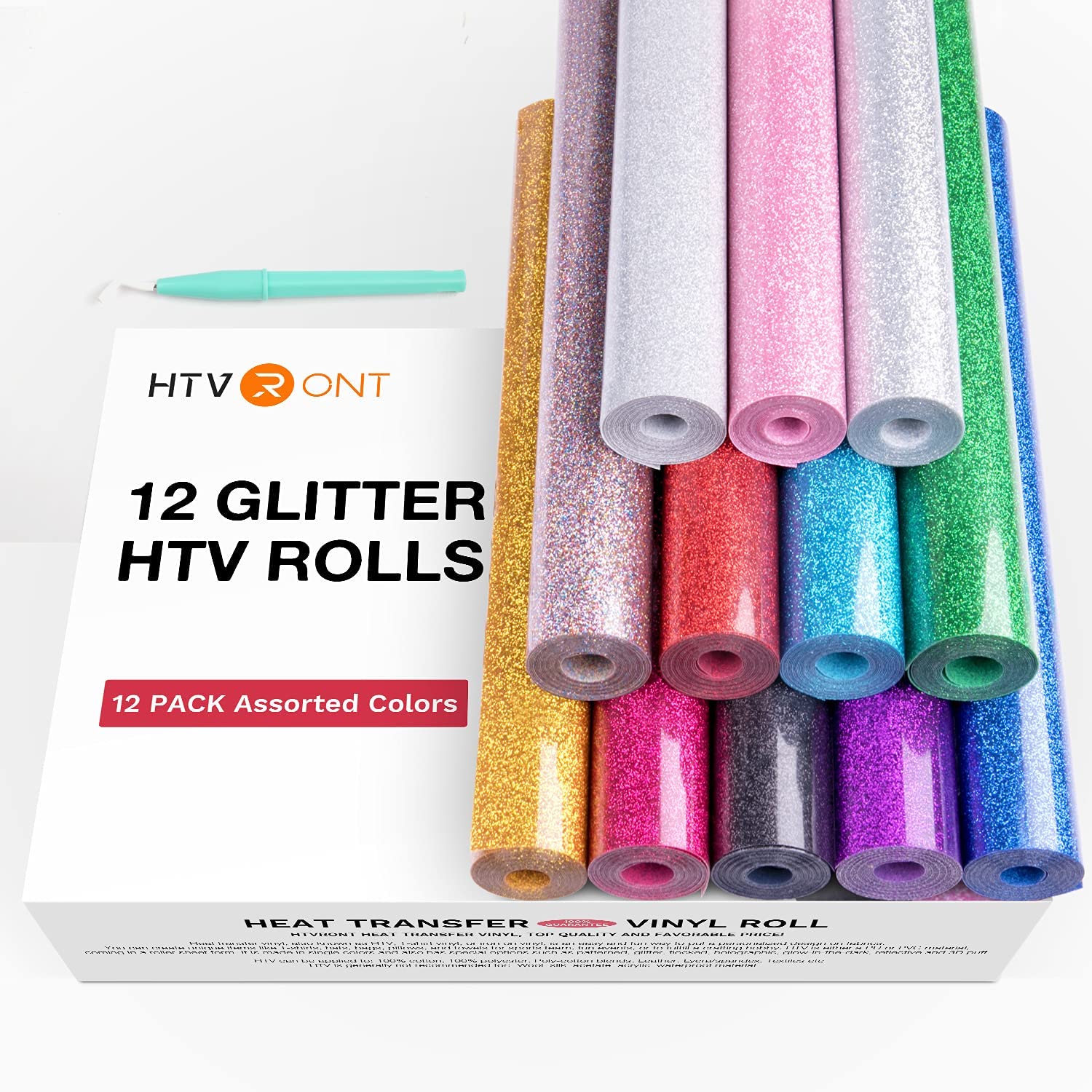 Glitter Vinyl Roll - HTVRONT Pacote com 12 Rolos de