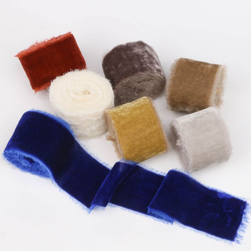 Velvet Ribbon Roll - 1m/rolo reunindo mão rasgado fita de