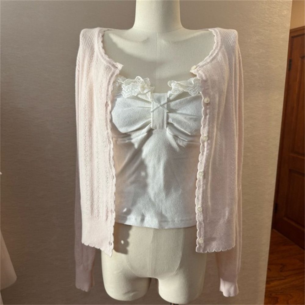 Conjunto Elegante de Camisola  - Elastic Lace Trim avaliação e preço