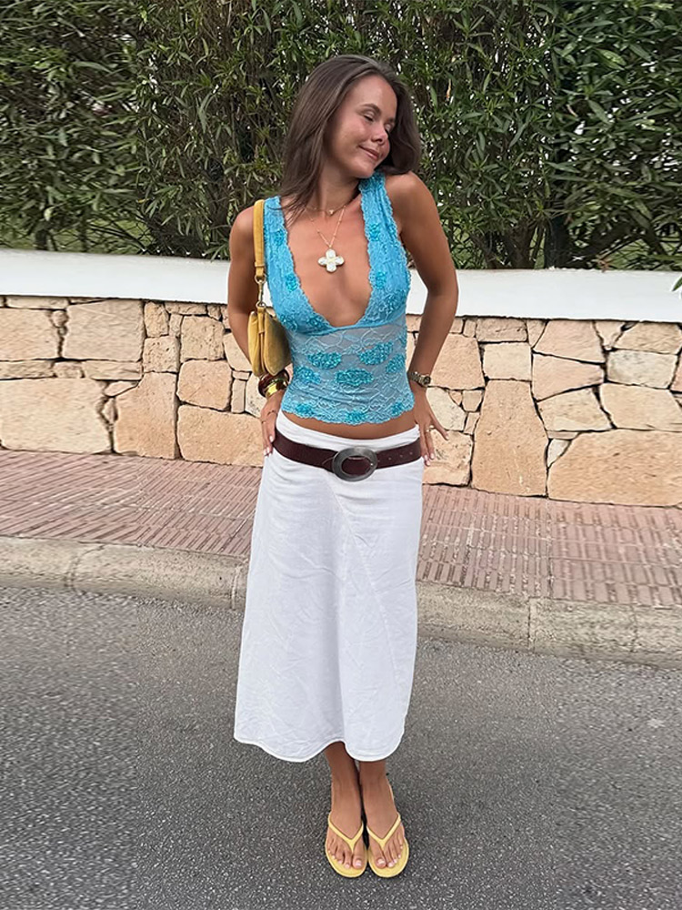 Conjunto Feminino de Verão 202 - Elastic Lace Trim avaliação e preço