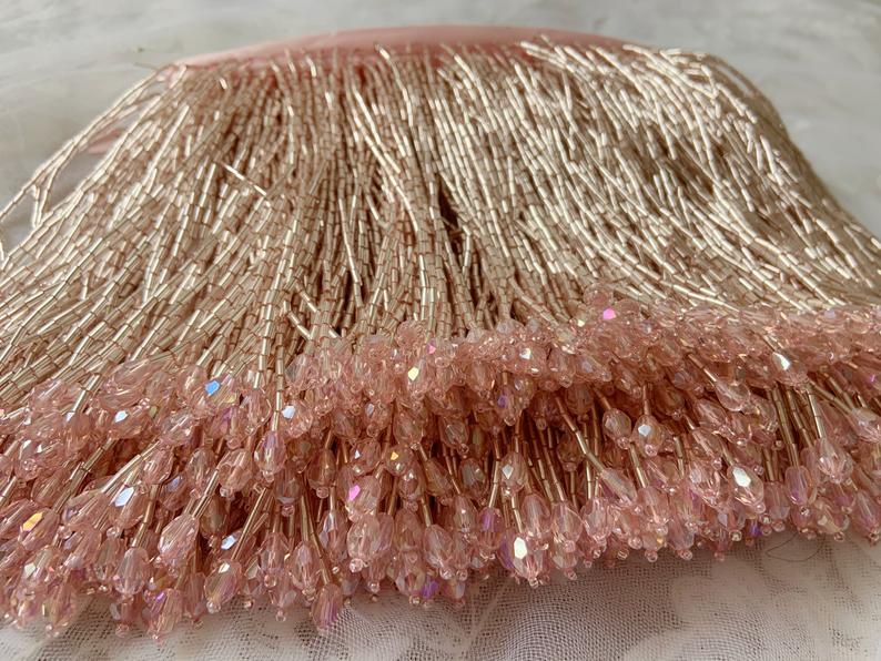 Grânulo verde franja borla gua - Beaded Trim Fringe avaliação e preço
