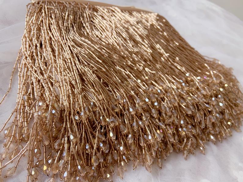 Grânulo verde franja borla gua - Beaded Trim Fringe avaliação e preço