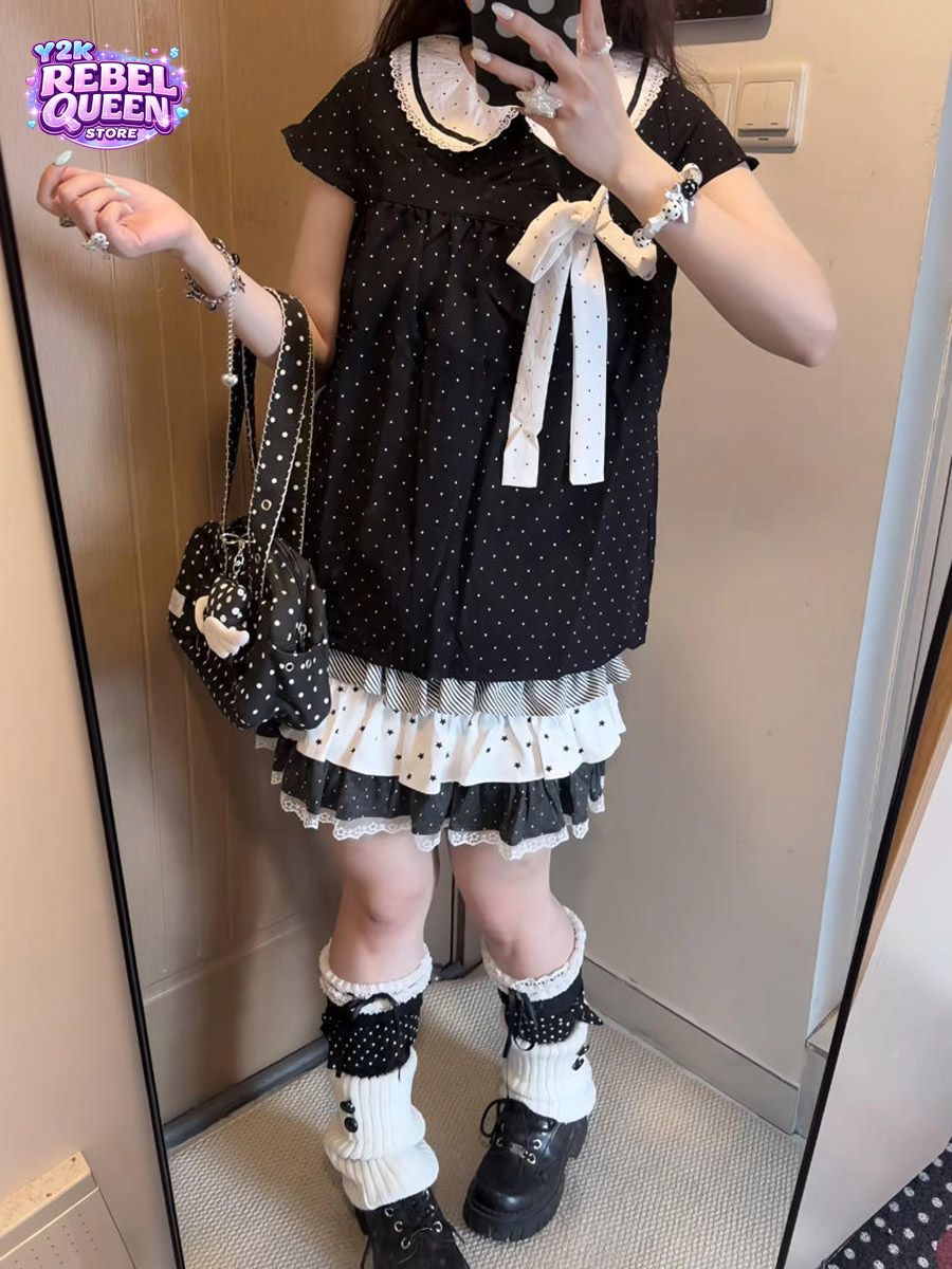 Conjunto de 2 Peças Y2K Kawaii - Elastic Lace Trim avaliação e preço