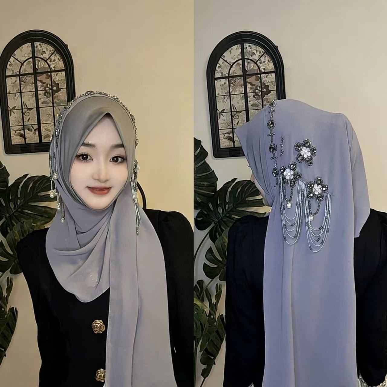 Abaya Hijab para Mulheres Muçu - Tassel Fringe Trim avaliação e preço