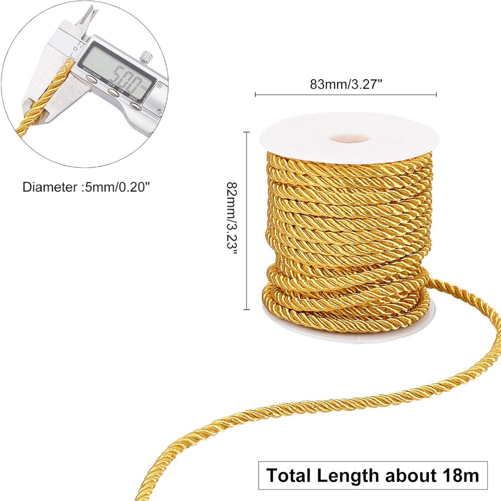 Cabo dourado de 59 pés, 5mm, c - Cord Trim Twisted avaliação e preço