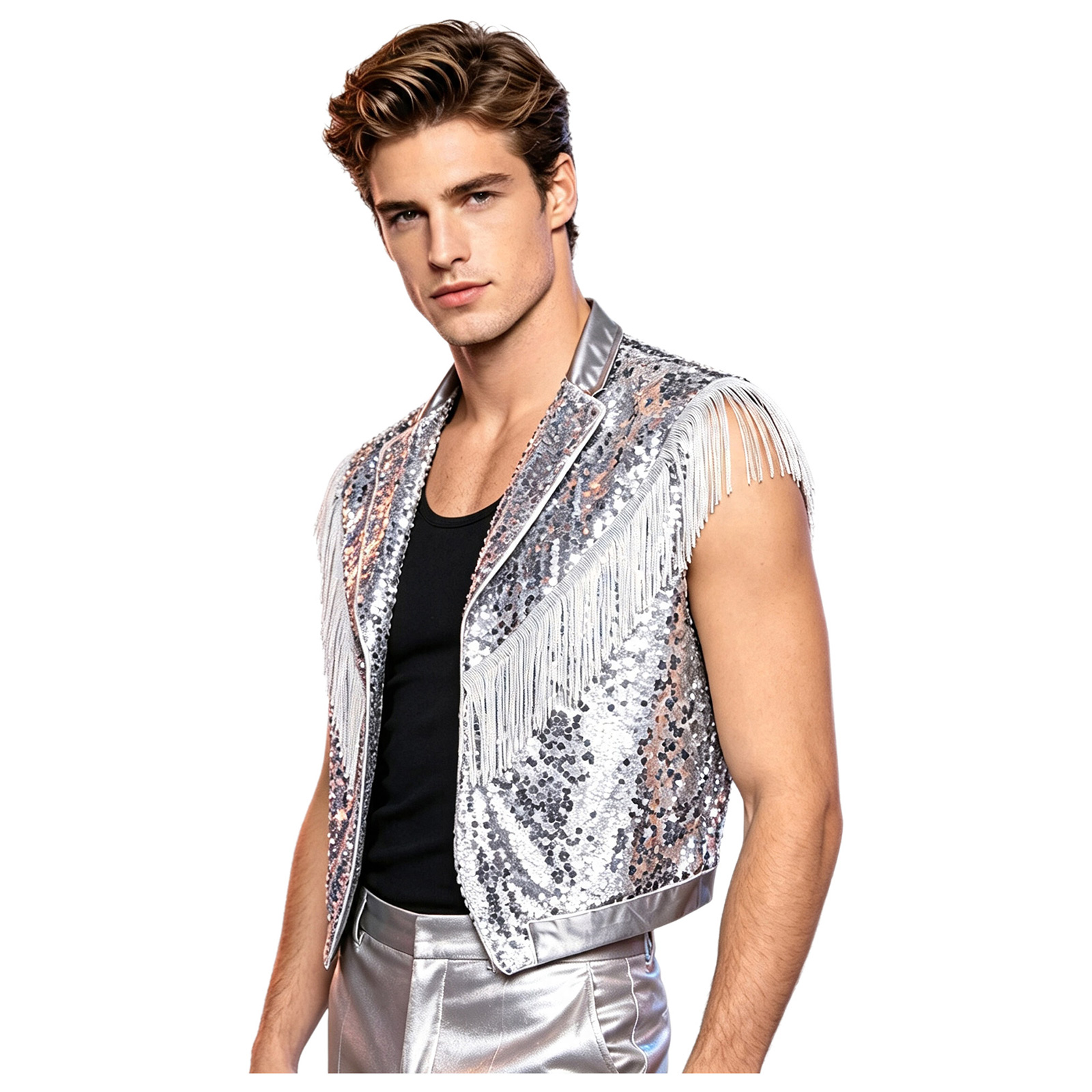 Colete Masculino com Franjas e - Tassel Fringe Trim avaliação e preço