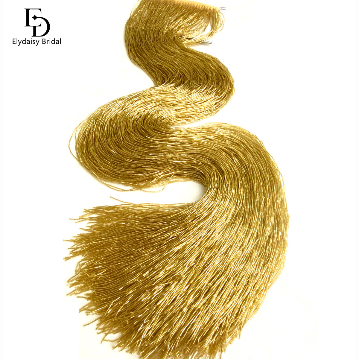Fita de Cetim Champagne/Dourad - Beaded Trim Fringe avaliação e preço