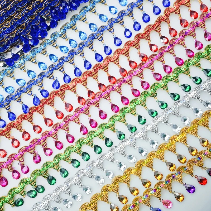 Franja de Strass com Borlas e  - Tassel Fringe Trim avaliação e preço