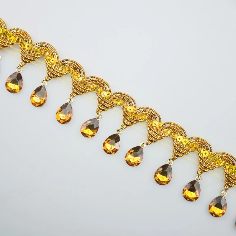 Franja de Strass com Borlas e  - Tassel Fringe Trim avaliação e preço