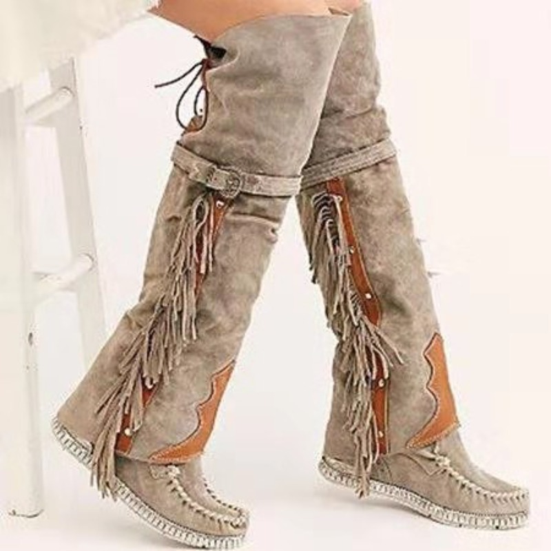 Novas Botas Femininas 2026 Aci - Tassel Fringe Trim avaliação e preço