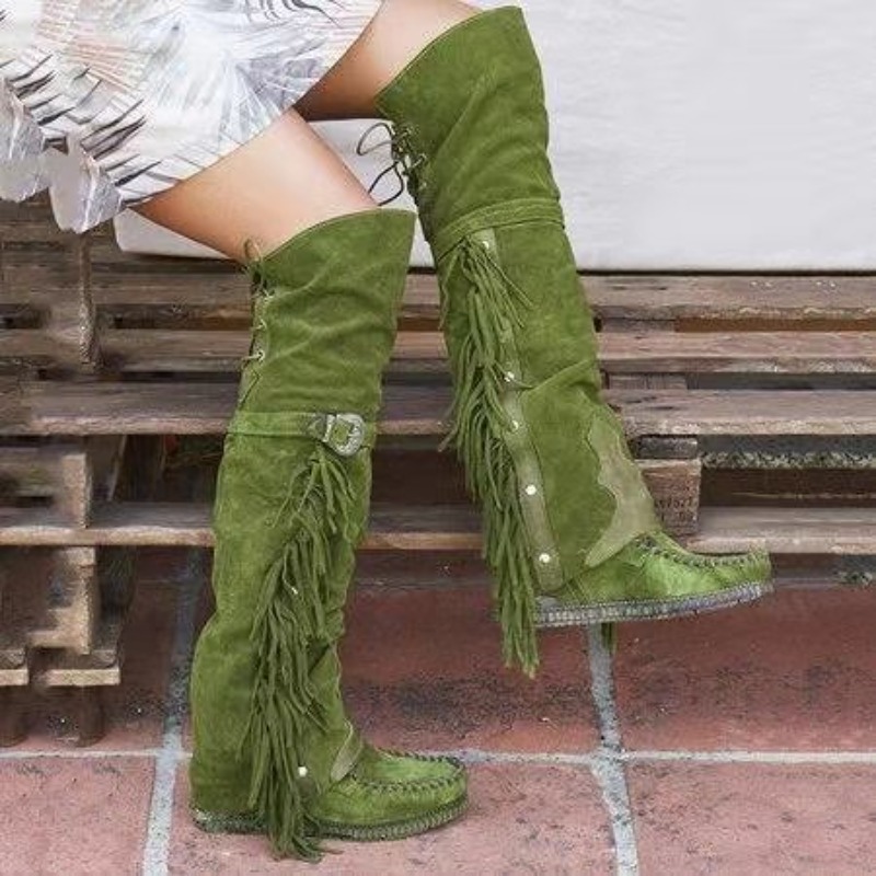 Novas Botas Femininas 2026 Aci - Tassel Fringe Trim avaliação e preço